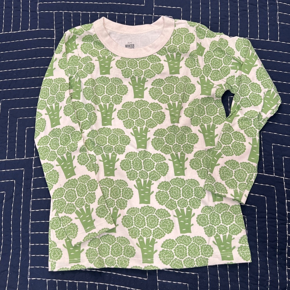 BNWOT Winter Water Factory Broccoli print long sleeve tee size 6 unisex